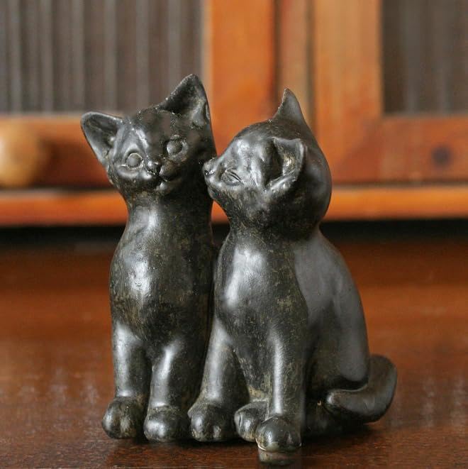 Amazon.co.jp: ペア ねこ キス オブジェ アンティーク調 キャット